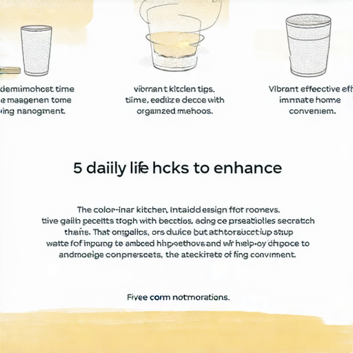 日常生活小技巧的圖片，展示了五個提升便利生活的妙招，包括廚房技巧、時間管理建議和居家整理方法，讓你輕鬆掌握提升生活品質的祕密。