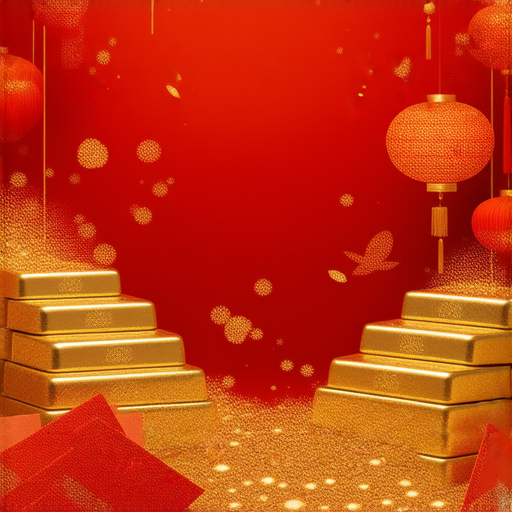 發財與恭喜的密碼主題圖片，展示財運象徵物品如金元寶、紅包，背景有喜慶的裝飾，象徵祝福與成功，揭示財運與祝福的秘密，吸引點擊探索。