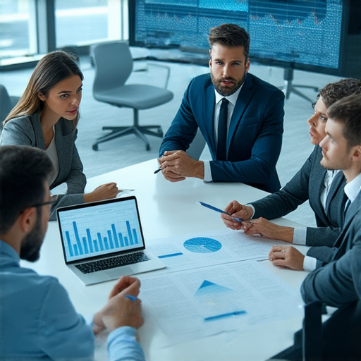 交易過程中的挑戰與機會，圖中顯示多個商業人士在進行策略討論，捕捉到他們解決問題的專注神情。揭開交易的秘密，探索每一次麻煩背後的價值與潛力。