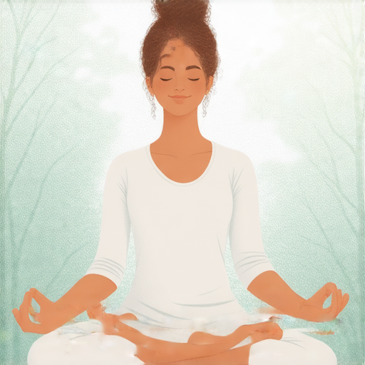 冥想中探索自我，提升頭像形象的氛圍，展現內心平靜與自信的女性，背景為柔和自然景色，象徵心靈成長與自我發現，提升生活品質的過程。