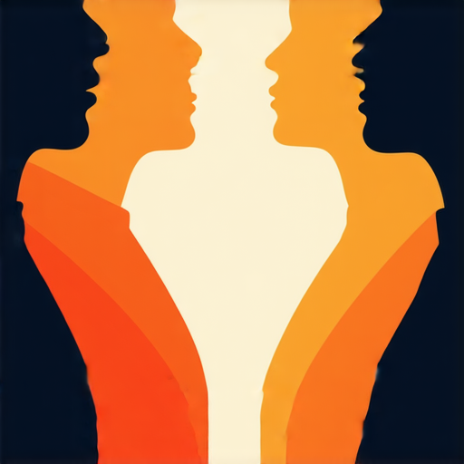 不滿與默契的插畫，展示人際關係中的情感衝突與理解，象徵性人物互動，強調改善人際關係的重要性，讓你人生大變樣的啟示。