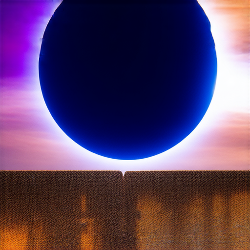 圖片展示了日蝕現象下的宇宙景象，以及生鏽的金屬表面，象徵日蝕與生鏽的奇妙聯繫，探索宇宙之謎的神秘面貌和自然界的奇觀。