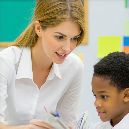 外籍英語老師與學生進行一對一教學，專注於提升英文能力的場景，教室環境中充滿學習氛圍，顯示如何透過個別指導實現語言提升。