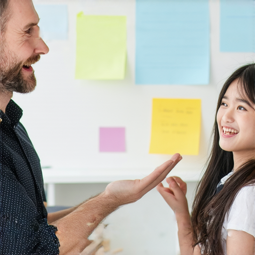 外籍教師一對一教學課堂場景，學生與教師互動熱烈，專注學習英文，流利溝通如滴膠般順滑，展現學習成果與交流的快樂，提升英語能力的最佳選擇。