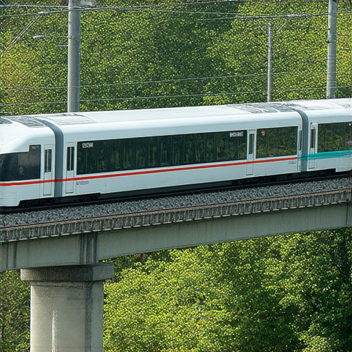 探索高鐵的依賴秘訣，展示未來交通革命的願景，高速列車行駛在現代城市中，連接各大城市，便利交通與生活，帶來效率提升與環保優勢。