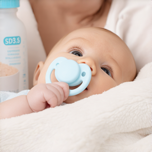 奶嘴與補充奶液的秘密揭示，圖片展示一個嬰兒使用奶嘴的場景，強調奶嘴的功能與補充的重要性，背景包含奶瓶和親子互動，喚起關於嬰兒餵養與照顧的思考。