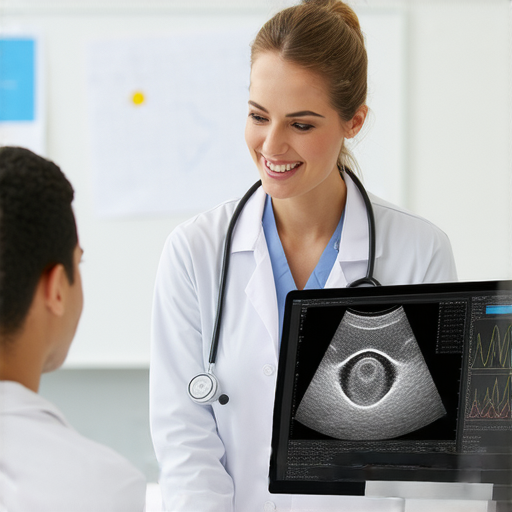 外籍老師與學員一對一交流，學習盆腔超聲波檢查的醫學術語，教室環境下專注修習英語，提升醫療知識，深入了解超聲波技術與應用。