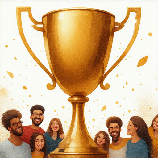 揭開友情與獎杯的秘密，展示成功法則的核心理念，友誼與成就的結合，象徵獎杯與團隊合作，強調互相支持與激勵的重要性。