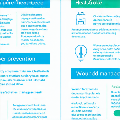 中暑預防急救技巧與傷口處理方法的圖示，展示青口的急救對策，提供有效解決方案，幫助大家快速辨識和應對急救情況，提高安全意識與應變能力。