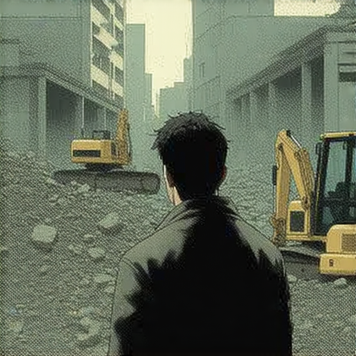 一位租客在房屋拆除現場，表情疑惑，背景有正在進行的租約拆除工作，揭示租客面臨的不為人知的秘密，反映租約問題。