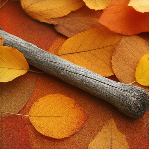 秋天的拐杖靜臥於大自然的懷抱中，五彩斑斕的樹葉與柔和的陽光交織，展現隱秘之美，帶領人們走向驚喜之旅，感受自然的魅力與變遷。