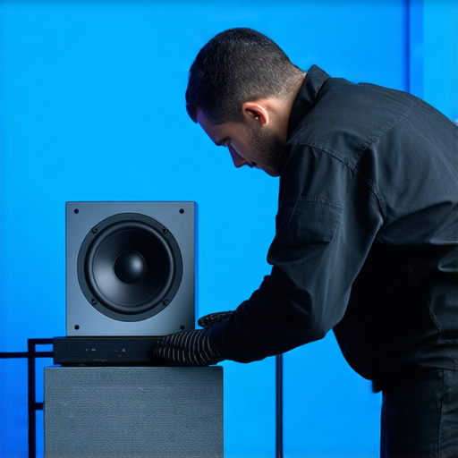 音響設備檢測與專業維修服務，技術人員正在仔細檢查音響，確保其音質恢復至最佳狀態，找回完美聲音，提升聆聽體驗，解決聲音異常問題。