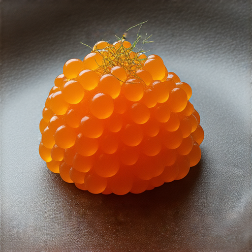 海膽盛放在精美的餐盤上，鮮豔的橙色果膠和獨特的海洋風味吸引著食客，揭示海膽的珍貴與美味，展現其在高級料理中的重要地位。