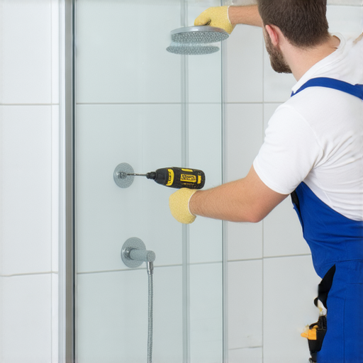 浴屏安裝過程中，技師專注安裝企缸的畫面，展示安裝技巧與工具，揭示省錢省心的秘訣，適合需要DIY浴屏安裝的家庭。