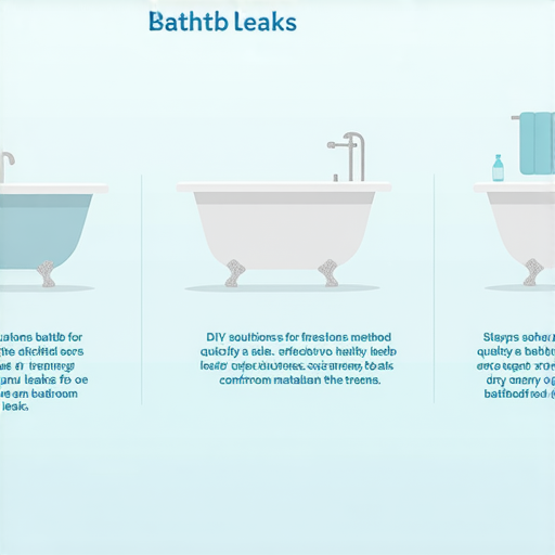 浴缸漏水問題的DIY解決方案圖片，展示三招有效方法，幫助用戶快速修復浴缸漏水，維護浴室乾燥與舒適，呈現簡易工具和步驟。