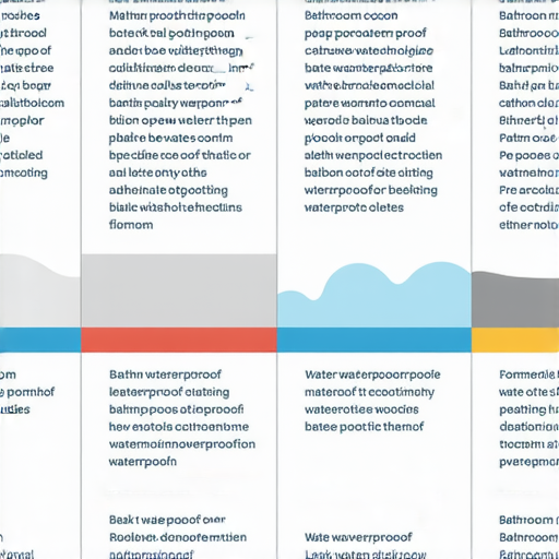 浴室防水技巧示意圖，展示各種防水材料與施工步驟，提供實用建議，幫助打造無漏水困擾的理想浴室空間，適合家庭裝修與防水專業人士參考。