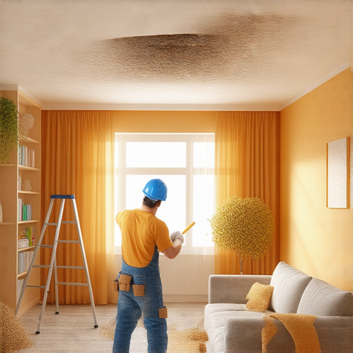 家庭修補天花漏水的技巧教程，展示修補過程和所需工具，讓家居重焕光彩，改善室內環境，破解漏水困擾，提升生活品質。