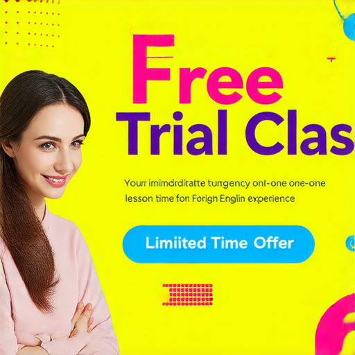 外籍英文老師一對一教學的限時優惠宣傳圖，顯示免費試課資訊，吸引學員立即報名學習英文，提升語言能力，享受專業教學體驗。