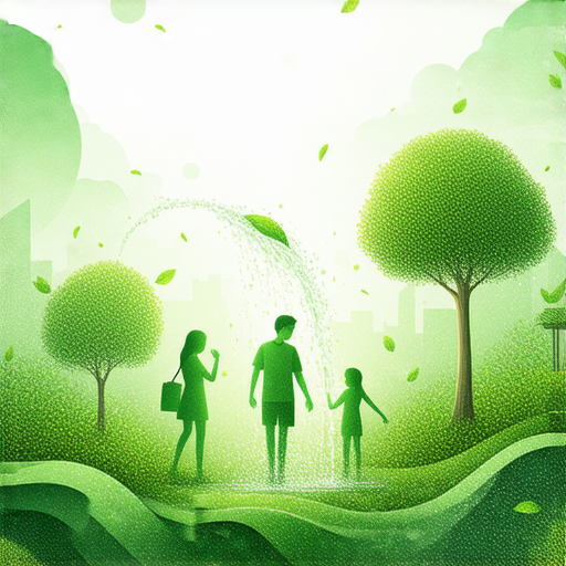 水管綠色生活的介紹圖，展示環保與節能的技巧，讓家庭實現可持續發展，強調如何利用簡單的方法改善日常生活中的水資源使用效率。