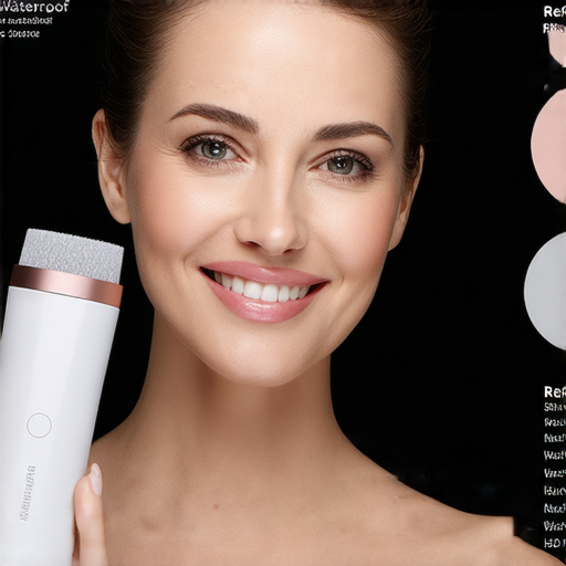 防水 Refa 美容儀展示，背景為潔淨無瑕的肌膚，手持產品的女性展現自信笑容，吸引人探索防水 Refa 的秘密，輕鬆擁有健康肌膚。