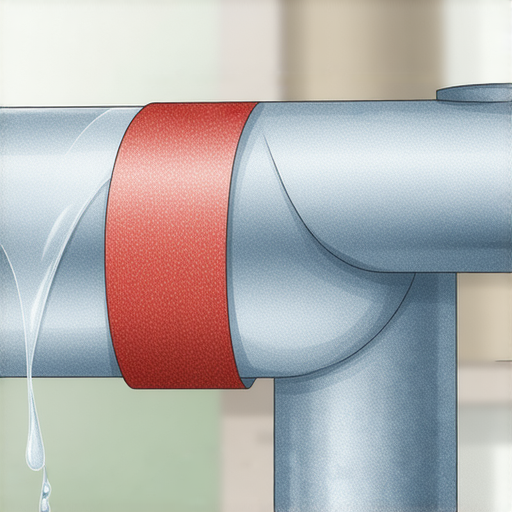 防水膠布修理水喉漏水的過程，顯示膠布緊密包覆在水喉上，有效防止水流出，展現其可靠性和修理技巧的關鍵，適合家庭維修使用。