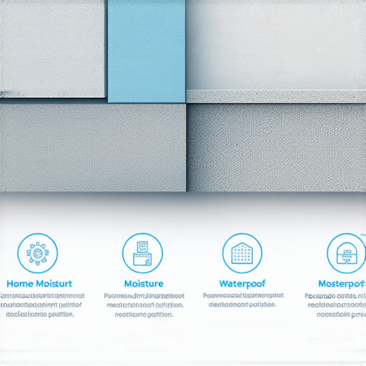 防水牆壁設計的示意圖，展示家庭防潮的技巧，包含防潮材料和施工步驟，提供有效解決方案，讓居家環境乾燥無憂，提升生活品質。