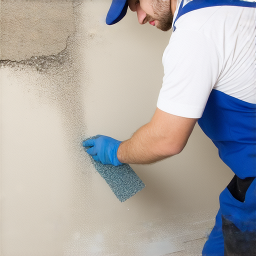 告別牆面滲水的維修秘訣圖片，顯示專業技術人員進行牆面修補，使用防水材料和工具，幫助家庭免受潮濕困擾，提高家居環境質量。