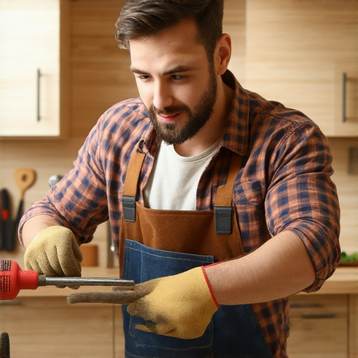 一名DIY達人在進行水電維修，手持工具專注修理，背景為家庭環境，展示掌握水電維修的五個技巧，讓讀者學會成為DIY達人。