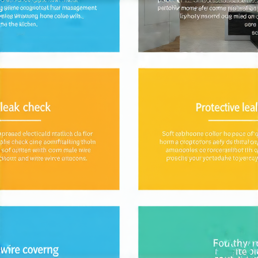 水電技巧介紹圖片，展示五種提高家居安全和省心的實用方法，包含電器管理、漏水檢查及電線保護等，讓家居環境更安全與舒適。