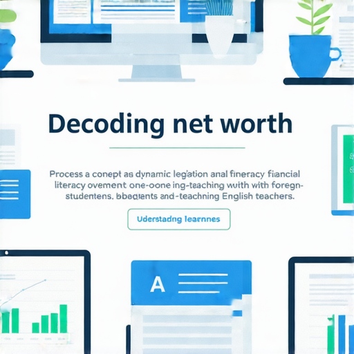 解密每股淨值的圖示，強調如何提升財商和連結外籍英文老師進行一對一教學，圖中展示財務數據與學習過程，適合有意增進財商的學習者。