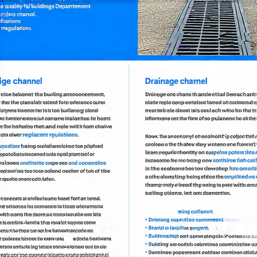 屋宇署排水渠更換條例的公告，顯示重要信息和安全規範，背景是清晰的排水渠圖片，強調遵守條例以保障家居安全的關鍵細節。