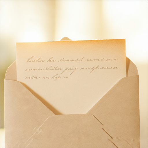 一封打開的信封，裡面放著代表人生轉機的小信件，周圍有明亮的光線襯托，象徵著解密信封的力量及如何利用信件提升生活質量。