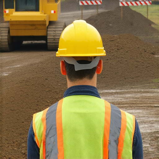 工人在工地上工作時，身旁的設備和地面顯示隱藏的工傷與扭傷風險，圖片強調安全意識與預防措施，提醒大家保護自身安全，避免事故發生。