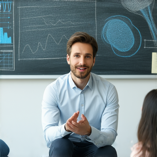 解密癌症電療的過程與技術，一位專業外籍老師在教導學生，內容強調癌症治療的真相及學習機會，透過一對一的學習方式增進理解，提升醫療知識。