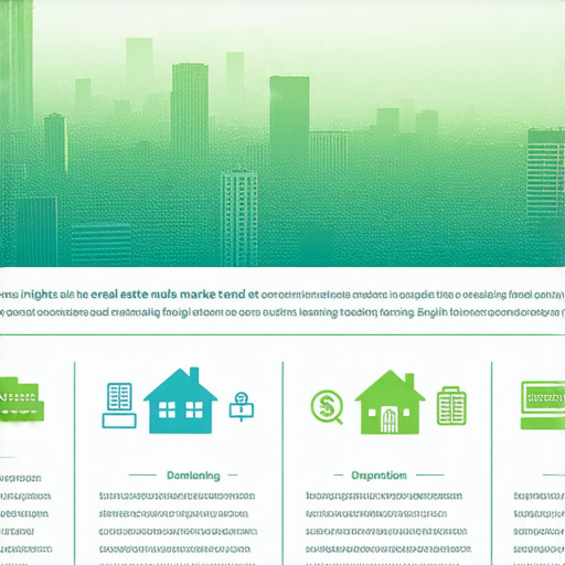樓市熱潮的視覺圖示，展示房地產市場趨勢相關數據分析，吸引學習流利英文的學生，聯繫外籍老師了解更多掌握房地產脈搏的資訊。