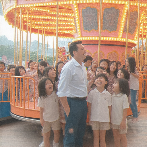 外籍英文老師在長隆歡樂世界與學生互動，學習英語的同時探索遊樂設施，享受全新旅程的快樂時光。