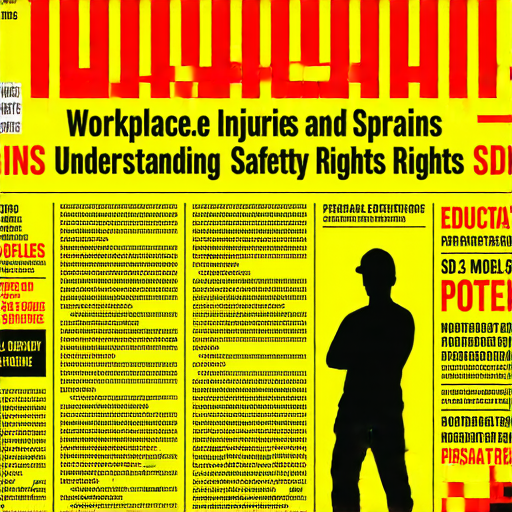 工傷與扭傷的例子展示，附有相關權益資訊的標題，強調了解自身權益的重要性，背景中有安全標語和防護裝備元素。