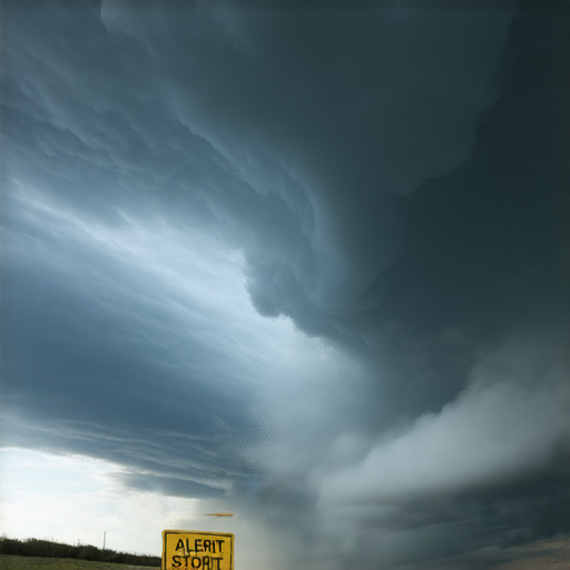 黑色暴雨來襲，警報已發出，圖片展示暴雨前的天氣變化，雲層加厚，強風呼嘯，提醒民眾做好防範措施，點擊了解防範攻略以保護生命財產安全。