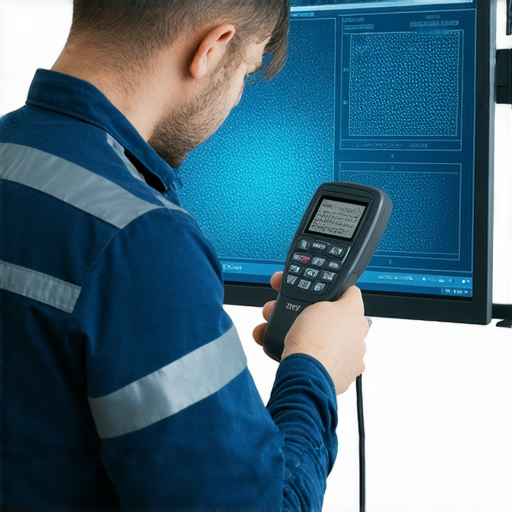 使用先進儀器檢查漏水的過程，專業人士聚焦於設備顯示屏，準確識別漏水問題，揭開漏水真相，提升檢查效率，讓你一次檢查到底，確保居家安全。