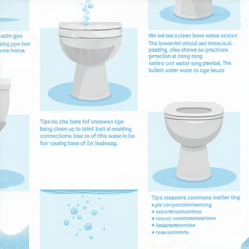 馬桶底座漏水檢查的步驟示意圖，包括檢查水管接頭、底座密封圈、地面積水。提示及原因列舉，幫助改善漏水問題，拯救家居。