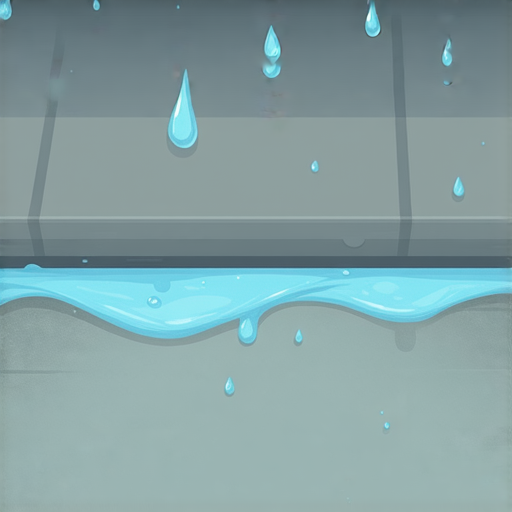 樓宇滲水問題的示意圖，展示水滴從天花板滲出，牆面出現潮濕斑痕，突顯隱藏危機與解決方案的重要性，強調樓宇維護的必要性和專業檢查的好處。