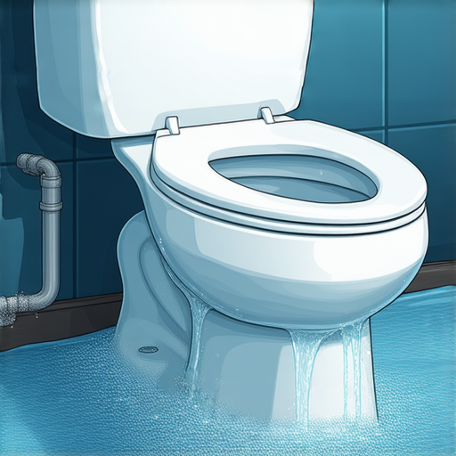 坐廁滲水漏水情況，水流從坐廁下方滲出，地面潮濕，水管連接處明顯，隱藏的問題亟需處理，教你如何解決坐廁滲水的祕密。