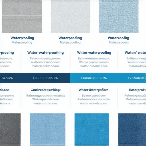 浴室防水施工的材料與費用圖解，展示不同防水材料的特性及價格，幫助你了解浴室防水的預算考量，為你的裝修計畫提供參考。