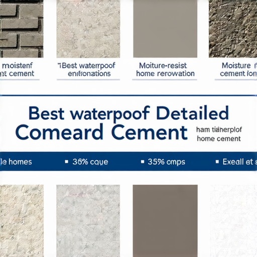 揭密如何選擇最佳防水水泥的圖片，展示不同品牌和類型的防水水泥樣本，強調其應用在家居裝修中的效果，以及對潮濕環境的防護能力，讓家居無懼潮濕。