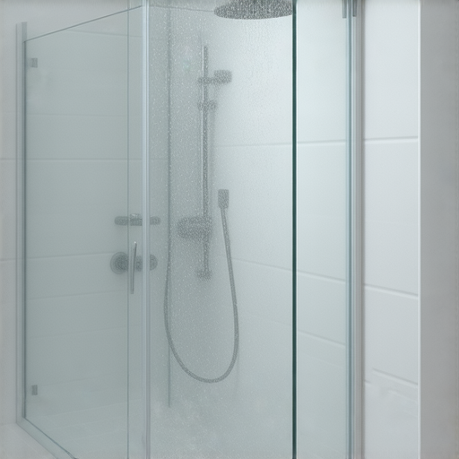 讓浴室瞬間變防水的玻璃門，配備神奇膠條，展示膠條的結構與功能，強調防水效果及設計美感，適合現代浴室裝修。