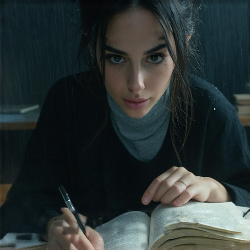 外籍老師一對一教學，提升英文能力，黑雨降臨的背景下，學生專心學習，桌上有書本和筆記，展示全心投入的學習氛圍。