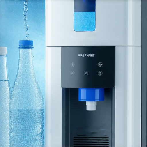 揭開龍頭水質秘密的圖片，顯示一位專家在檢測飲水機水質，旁邊擺放著飲水機與龍頭水標本，強調是否真的需要更換飲水機的重要性。