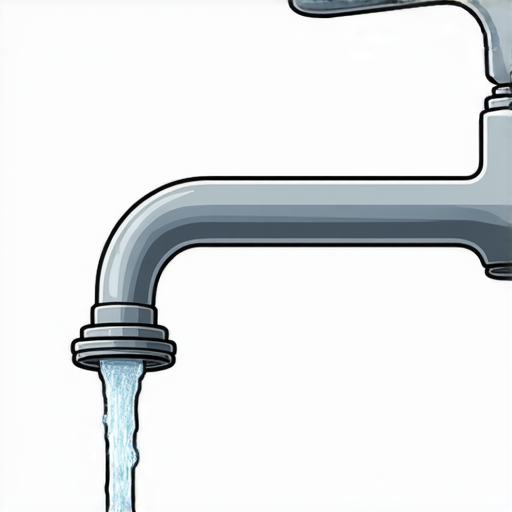 水龍頭把手松掉導致漏水的示意圖，顯示水龍頭關閉不全的情況，水流從龍頭間隙流出，後方背景為家居廚房環境，突顯家居維修的重要性。