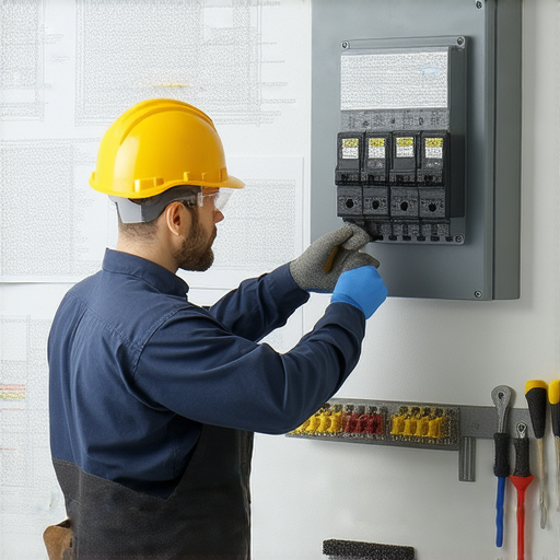 圖片展示了一名技術專家正在檢查漏電遮斷器，背景有電路圖和工具，強調如何選擇合適的漏電遮斷器以確保家庭安全，揭示漏電的真相。