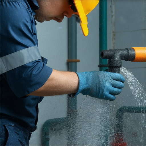 測試滲漏的場景，顯示專業人士使用設備檢測漏水問題，背景有管道和水滴，強調漏檢測的技巧與方法，幫助立即發現隱患。